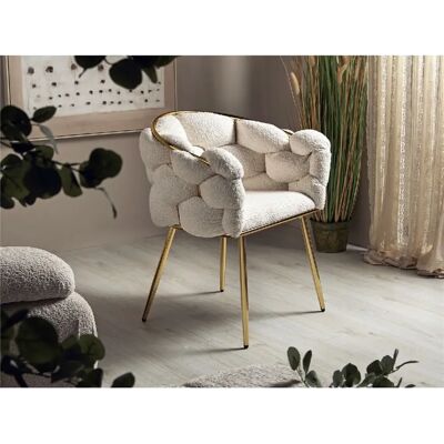 Alexandra House Living Fauteuil Laysan en tissu éponge blanc doux avec pieds dorés 74 x 54 x 80 cm - Publicité Alexandra House Living Fauteuil Laysan en tissu éponge blanc doux avec pieds dorés 74 x 54 x 80 cm - Publicité