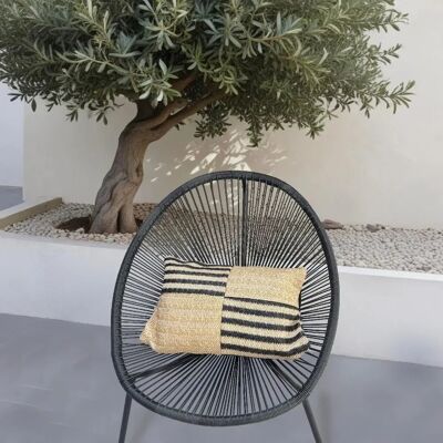 Déco Arts Coussin effet raphia - Bi-colore à rayures - Rectangle - 50x30cm - Publicité Déco Arts Coussin effet raphia - Bi-colore à rayures - Rectangle - 50x30cm - Publicité