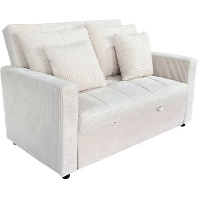 Pegane Canapé-lit, canapé 2 places convertible en velours côtelé coloris crème - Longueur 140 x Largeur 99 x Hauteur 88 cm - Publicité Pegane Canapé-lit, canapé 2 places convertible en velours côtelé coloris crème - Longueur 140 x Largeur 99 x Hauteur 88 cm - Publicité