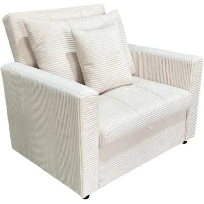 Pegane Canapé-lit, canapé 1 place convertible en velours côtelé coloris crème - Longueur 99 x Largeur 99 x Hauteur 88 cm - Publicité Pegane Canapé-lit, canapé 1 place convertible en velours côtelé coloris crème - Longueur 99 x Largeur 99 x Hauteur 88 cm - Publicité