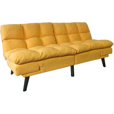 Pegane Canapé-lit rembourré , canapé convertible en lit en tissu coloris Moutarde - Longueur 183 x Largeur 86,5 x Hauteur 81 cm - Publicité Pegane Canapé-lit rembourré , canapé convertible en lit en tissu coloris Moutarde - Longueur 183 x Largeur 86,5 x Hauteur 81 cm - Publicité