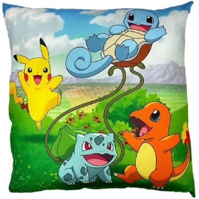 Coussin double face - Carré - POKEMON - Pikachu et Starter 1G II - Microfibre - 40 x 40 cm - Publicité Coussin double face - Carré - POKEMON - Pikachu et Starter 1G II - Microfibre - 40 x 40 cm - Publicité