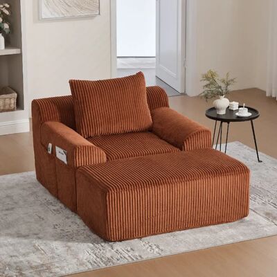 Okwish Fauteuil velours moderne - Orange - Publicité Okwish Fauteuil velours moderne - Orange - Publicité