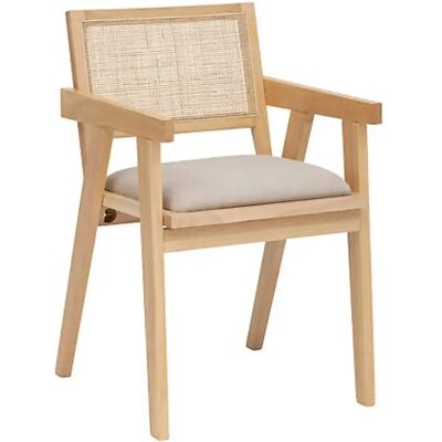 ATMOSPHERA Chaise Fauteuil Effet Cannage Kolia 82cm Naturel - Publicité ATMOSPHERA Chaise Fauteuil Effet Cannage Kolia 82cm Naturel - Publicité