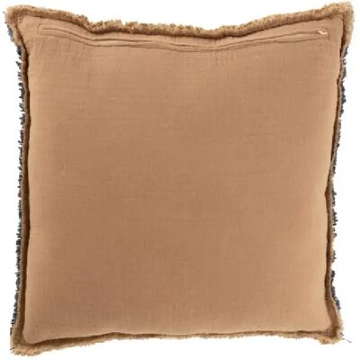 J-Line Coussin carré bords effilochés en polyester marron clair 45x45x12cm - Publicité J-Line Coussin carré bords effilochés en polyester marron clair 45x45x12cm - Publicité