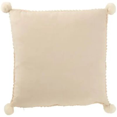 J-Line Coussin carré avec pompons en polyester beige 45x45x13 cm - Publicité J-Line Coussin carré avec pompons en polyester beige 45x45x13 cm - Publicité