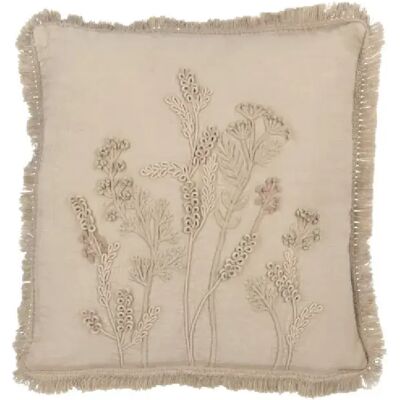 J-Line Coussin carré à broderie en coton gris 52x52x15 cm - Publicité J-Line Coussin carré à broderie en coton gris 52x52x15 cm - Publicité