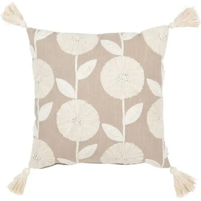 J-Line Coussin fleurs/feuilles en coton/lin/polyester gris 45x45x15 cm - Publicité J-Line Coussin fleurs/feuilles en coton/lin/polyester gris 45x45x15 cm - Publicité