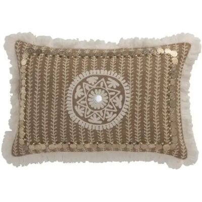 J-Line Coussin rectangulaire avec franges et motifs en jute naturel 49x31cm - Publicité J-Line Coussin rectangulaire avec franges et motifs en jute naturel 49x31cm - Publicité