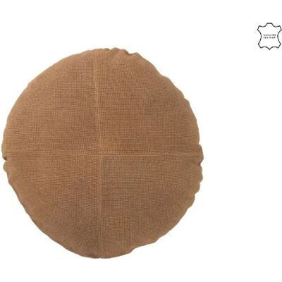 J-Line Coussin rond en cuir marron 45x45x8 cm - Publicité J-Line Coussin rond en cuir marron 45x45x8 cm - Publicité
