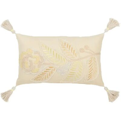 J-Line Coussin rectangle fleur en coton jaune clair 50x30x15 cm - Publicité J-Line Coussin rectangle fleur en coton jaune clair 50x30x15 cm - Publicité
