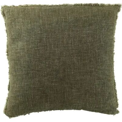 J-Line Coussin carré bords effilochés en polyester vert 45x45x12cm - Publicité J-Line Coussin carré bords effilochés en polyester vert 45x45x12cm - Publicité