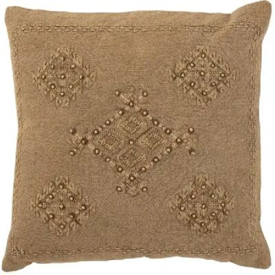 J-Line Coussin avec broderie en coton marron 45x45x15 cm - Publicité J-Line Coussin avec broderie en coton marron 45x45x15 cm - Publicité