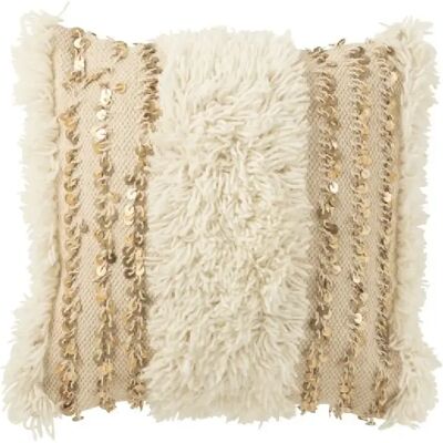 J-Line Coussin carré en polyester beige 45x45x12 cm - Publicité J-Line Coussin carré en polyester beige 45x45x12 cm - Publicité