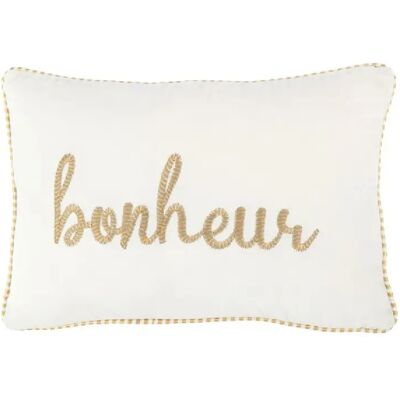 J-Line Coussin rectangulaire en textile blanc 30x45x3.5 cm - Publicité J-Line Coussin rectangulaire en textile blanc 30x45x3.5 cm - Publicité