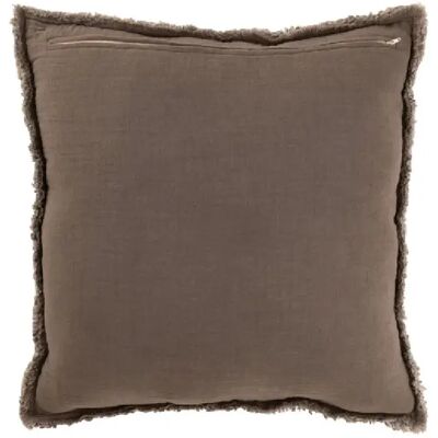 J-Line Coussin carré bords effilochés en polyester marron 50x50x12cm - Publicité J-Line Coussin carré bords effilochés en polyester marron 50x50x12cm - Publicité