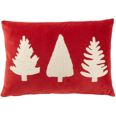 J-Line Coussin rectangulaire texture velours en polyester rouge 45x30 cm - Publicité J-Line Coussin rectangulaire texture velours en polyester rouge 45x30 cm - Publicité