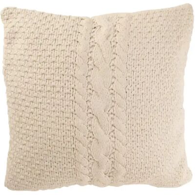 J-Line Coussin carré tricoté en coton blanc 50x50x12 cm - Publicité J-Line Coussin carré tricoté en coton blanc 50x50x12 cm - Publicité