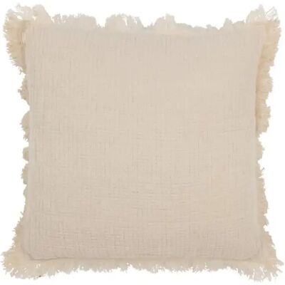 J-Line Coussin franges en coton beige 45x45x12 cm - Publicité J-Line Coussin franges en coton beige 45x45x12 cm - Publicité