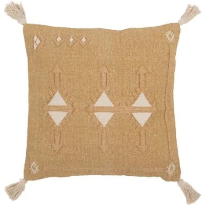 J-Line Coussin Triangles+Floches en Coton/Lin/Polyester Beige 50x15x50 cm - Publicité J-Line Coussin Triangles+Floches en Coton/Lin/Polyester Beige 50x15x50 cm - Publicité