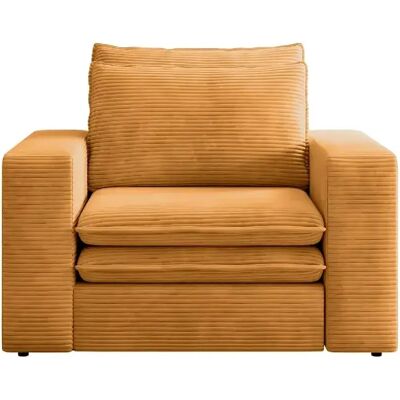 Casanova Fauteuil en velours côtelé Moutarde - Publicité Casanova Fauteuil en velours côtelé Moutarde - Publicité