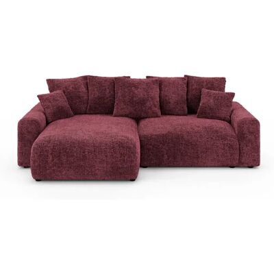 Casanova Canapé d'angle convertible tissu chenille 4 places Bordeaux - Publicité Casanova Canapé d'angle convertible tissu chenille 4 places Bordeaux - Publicité