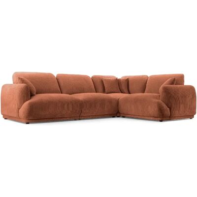 Casanova Canapé angle modulable petit velours côtelé 4 places Terracotta Droit - Publicité Casanova Canapé angle modulable petit velours côtelé 4 places Terracotta Droit - Publicité