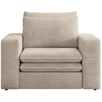 Casanova Fauteuil en velours côtelé Taupe - Publicité Casanova Fauteuil en velours côtelé Taupe - Publicité