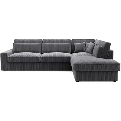 Casanova Canapé d'angle velours côtelé 5 places Gris anthracite Droit - Publicité Casanova Canapé d'angle velours côtelé 5 places Gris anthracite Droit - Publicité