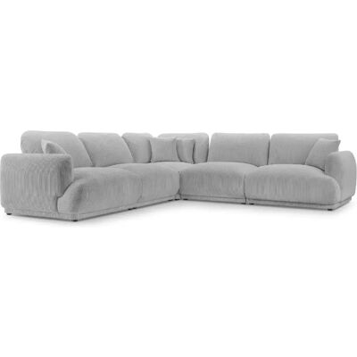 Casanova Canapé angle modulable petit velours côtelé 4 places Gris clair Gauche - Publicité Casanova Canapé angle modulable petit velours côtelé 4 places Gris clair Gauche - Publicité