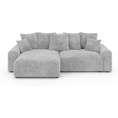 Casanova Canapé d'angle convertible tissu chenille 4 places Gris clair - Publicité Casanova Canapé d'angle convertible tissu chenille 4 places Gris clair - Publicité