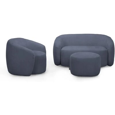 Casanova Pack Canapé droit 2 places + fauteuil + pouf tissu Bleu - Publicité Casanova Pack Canapé droit 2 places + fauteuil + pouf tissu Bleu - Publicité