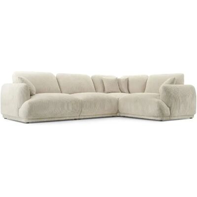 Casanova Canapé d'angle modulable petit velours côtelé 4 places Beige Gauche - Publicité Casanova Canapé d'angle modulable petit velours côtelé 4 places Beige Gauche - Publicité