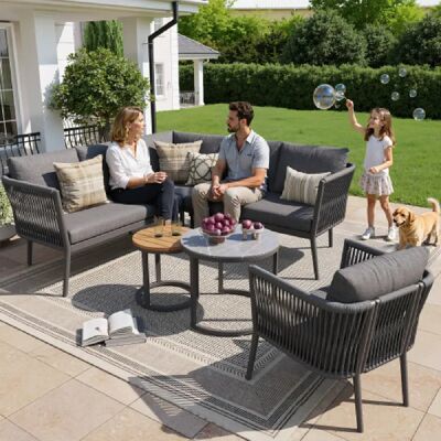 Merax Ensemble De Canapé De Jardin-pour 5 à 6 Personnes-canapé D'angle Modulable-gris - Publicité Merax Ensemble De Canapé De Jardin-pour 5 à 6 Personnes-canapé D'angle Modulable-gris - Publicité