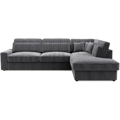 Casanova Canapé d'angle velours côtelé 5 places Gris anthracite Gauche - Publicité Casanova Canapé d'angle velours côtelé 5 places Gris anthracite Gauche - Publicité