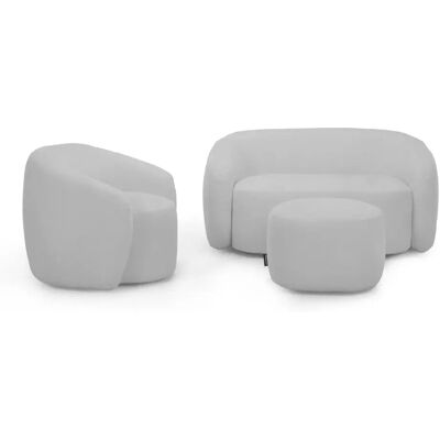 Casanova Pack Canapé droit 2 places + fauteuil + pouf tissu Gris clair - Publicité Casanova Pack Canapé droit 2 places + fauteuil + pouf tissu Gris clair - Publicité