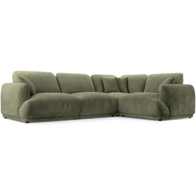 Casanova Canapé d'angle modulable petit velours côtelé 4 places Vert Droit - Publicité Casanova Canapé d'angle modulable petit velours côtelé 4 places Vert Droit - Publicité