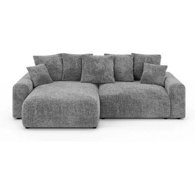 Casanova Canapé d'angle convertible tissu chenille 4 places Gris foncé - Publicité Casanova Canapé d'angle convertible tissu chenille 4 places Gris foncé - Publicité