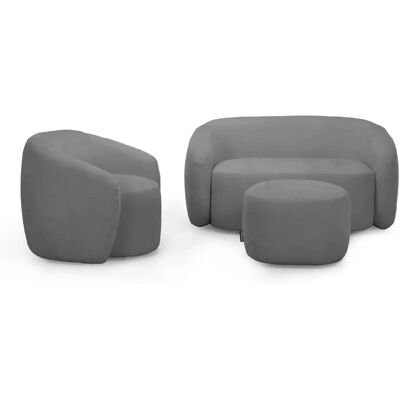 Casanova Pack Canapé droit 2 places + fauteuil + pouf tissu Gris foncé - Publicité Casanova Pack Canapé droit 2 places + fauteuil + pouf tissu Gris foncé - Publicité