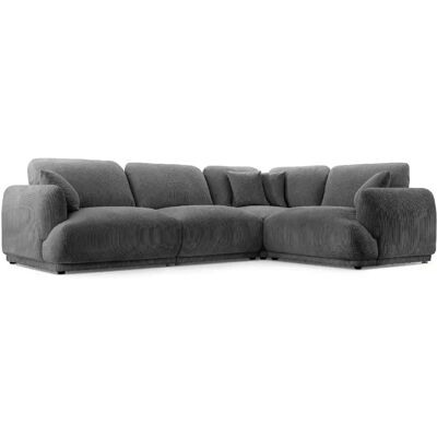 Casanova Canapé angle modulable petit velours côtelé 4 places Gris foncé Gauche - Publicité Casanova Canapé angle modulable petit velours côtelé 4 places Gris foncé Gauche - Publicité