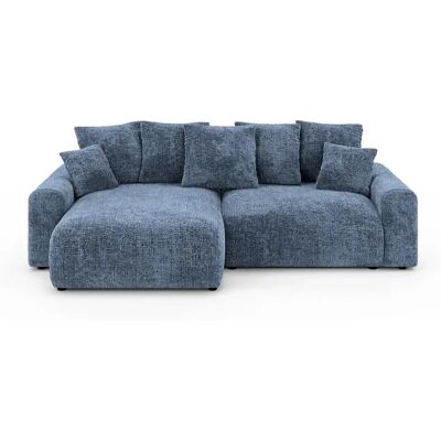 Casanova Canapé d'angle convertible tissu chenille 4 places Bleu - Publicité Casanova Canapé d'angle convertible tissu chenille 4 places Bleu - Publicité