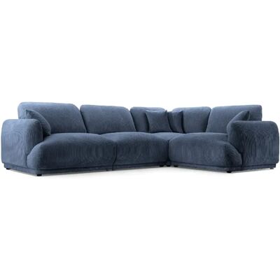Casanova Canapé d'angle modulable petit velours côtelé 4 places Bleu Droit - Publicité Casanova Canapé d'angle modulable petit velours côtelé 4 places Bleu Droit - Publicité