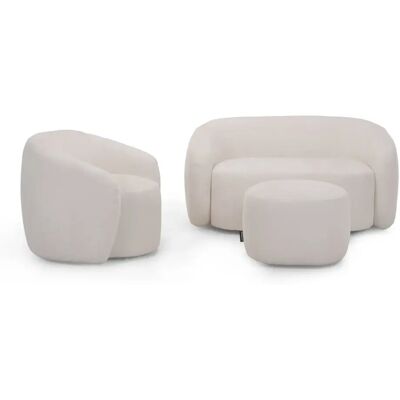 Casanova Pack Canapé droit 2 places + fauteuil + pouf tissu Beige - Publicité Casanova Pack Canapé droit 2 places + fauteuil + pouf tissu Beige - Publicité
