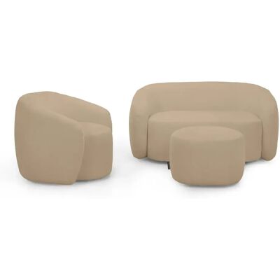 Casanova Pack Canapé droit 2 places + fauteuil + pouf tissu Café - Publicité Casanova Pack Canapé droit 2 places + fauteuil + pouf tissu Café - Publicité