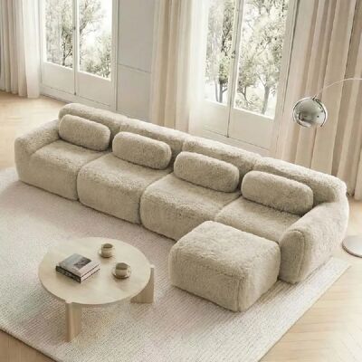 Pugsdrly Canapé modulable 4 places- Coussins et repose-pieds inclus - Kaki - Publicité Pugsdrly Canapé modulable 4 places- Coussins et repose-pieds inclus - Kaki - Publicité