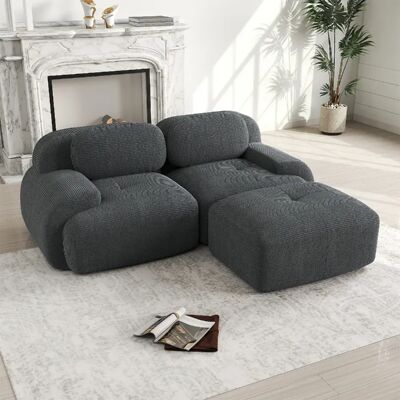 Merax Canapé Modulable 2 Places-canapé Compressé-canapé D'angle Relax-avec 1 Repose-pieds-gris - Publicité Merax Canapé Modulable 2 Places-canapé Compressé-canapé D'angle Relax-avec 1 Repose-pieds-gris - Publicité