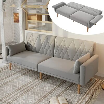 Merax Canapé Convertible - Canapé Lit 2 Places- Velours - Élégant - 180x75x82cm - Gris - Publicité Merax Canapé Convertible - Canapé Lit 2 Places- Velours - Élégant - 180x75x82cm - Gris - Publicité