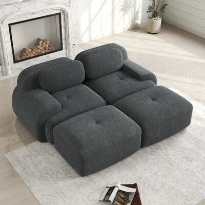 Merax Canapé Modulable 2 Places-canapé Compressé-canapé D'angle Relax-avec 2 Repose-pieds-gris - Publicité Merax Canapé Modulable 2 Places-canapé Compressé-canapé D'angle Relax-avec 2 Repose-pieds-gris - Publicité
