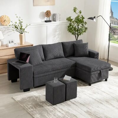 Merax Canapé Convertible - Canapé Lit 3 Places - Grand Espace De Rangement- Gris Foncé - Publicité Merax Canapé Convertible - Canapé Lit 3 Places - Grand Espace De Rangement- Gris Foncé - Publicité