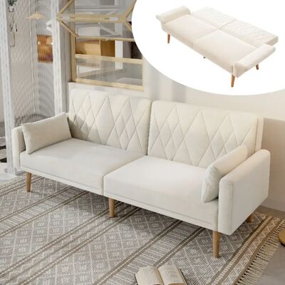 Merax Canapé Convertible - Canapé Lit 2 Places- Velours - Élégant- 180x75x82cm - Beige - Publicité Merax Canapé Convertible - Canapé Lit 2 Places- Velours - Élégant- 180x75x82cm - Beige - Publicité